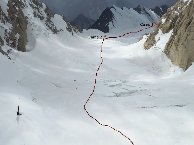 Terich Mir: route between Camp 2 and Camp 3 (annotated)